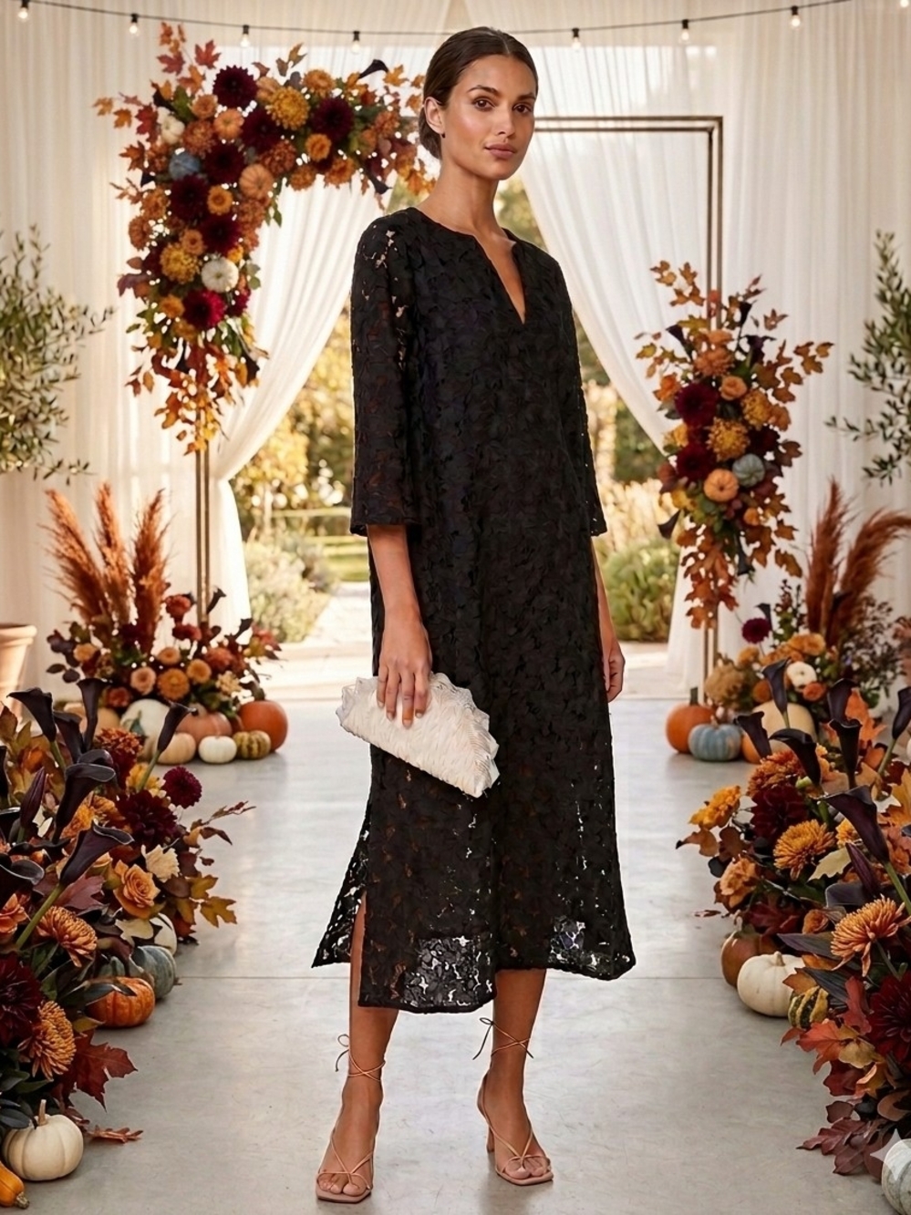 Tuckernuck Black Lace Jamie Dress Midi Size Small Whimsigoth Wedding Neutral